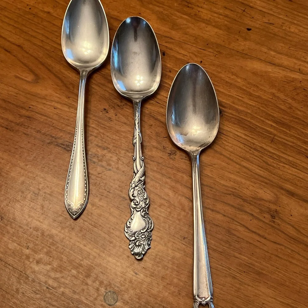 3 Lovely Silver Serving Spoons